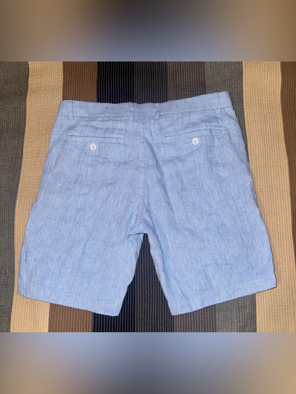 Porter & Ash Chambray Linen/Cotten Flat Front Shorts size 34 - Picture 4 of 8